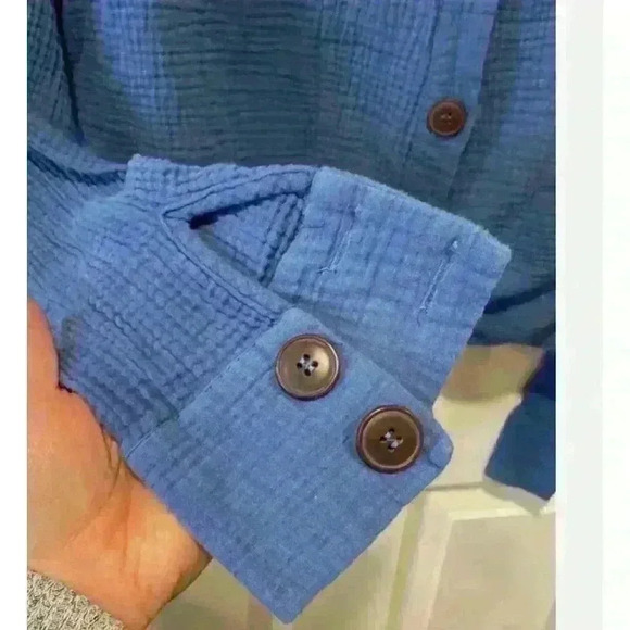 Free People Blue Sunseekers Tie Front Top - Picture 11 of 13